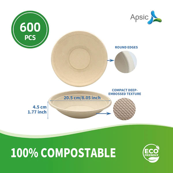 24 OZ COMPOSTABLE BAGASSE BOWL  PFAS FREE