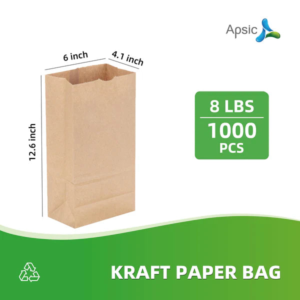 8 LBS KRAFT PAPER BAG 6"*4.1"*12.6"