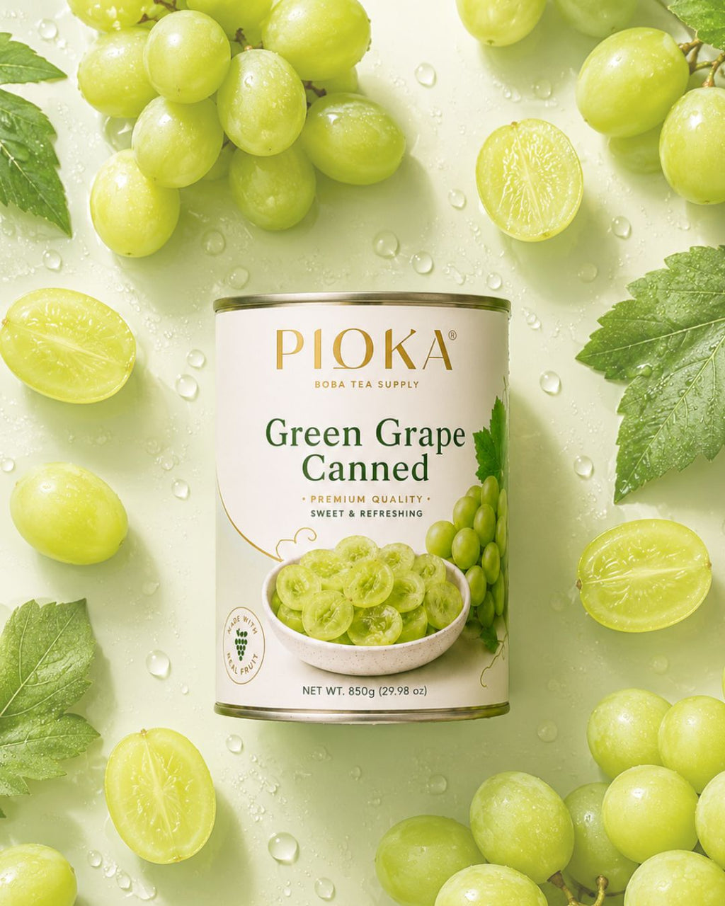 A canned of green grape pulps