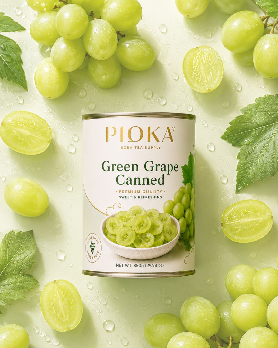 A canned of green grape pulps