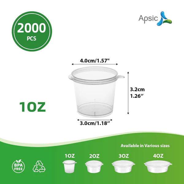 1 OZ PLASTIC SAUCE CONTAINER WITH  LID