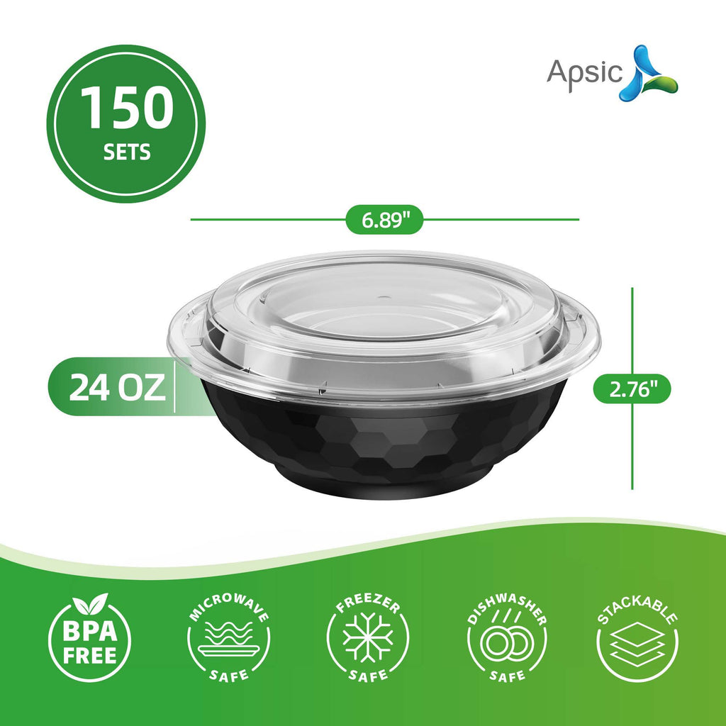 Black Plastic Bowls with Lids