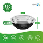 Black Plastic Bowls with Lids