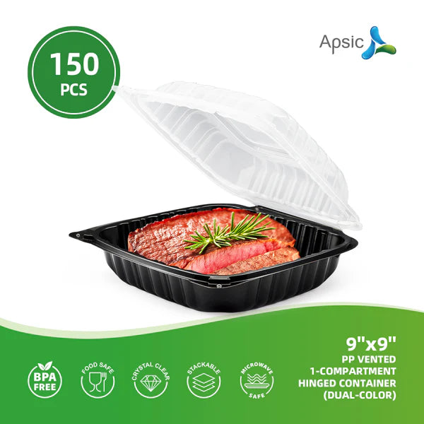 9''x9'' PP VENTED 1-COMPARTMENT  HINGED CONTAINER(DUAL-COLOR)