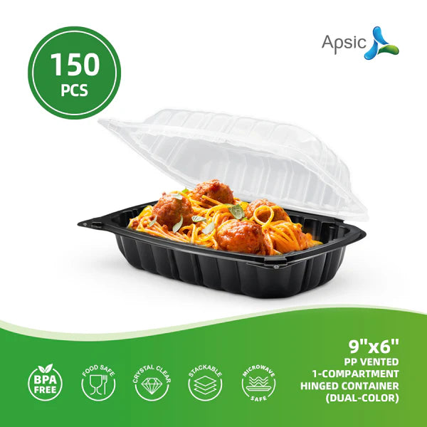 9''x6'' PP VENTED 1-COMPARTMENT  HINGED CONTAINER(DUAL-COLOR)