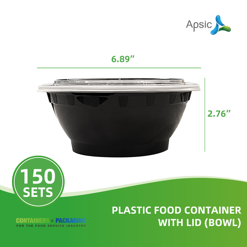 Black Plastic Bowls with Lids