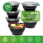 Black Plastic Bowls with Lids