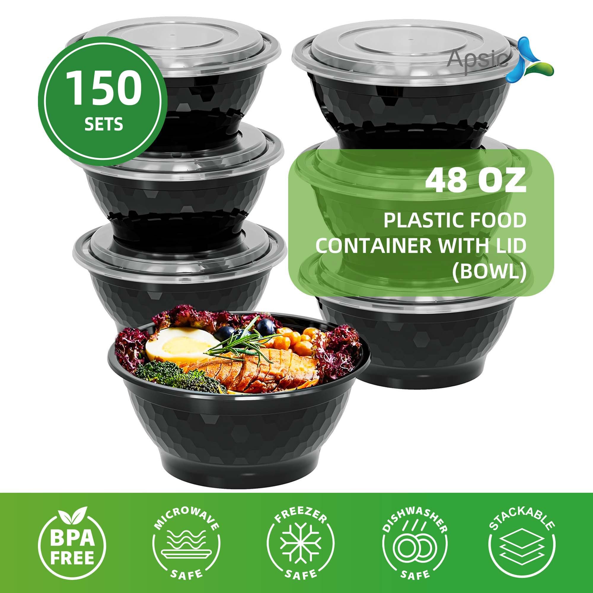 Black Plastic Bowls with Lids