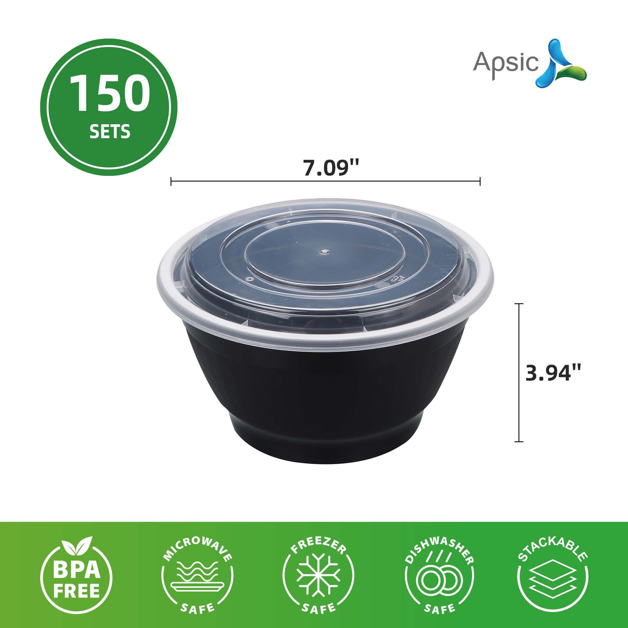 Black Plastic Bowls with Lids