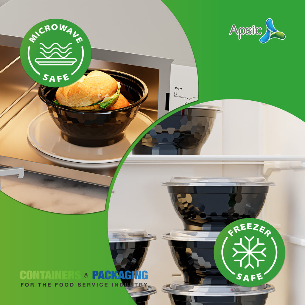 Black Plastic Bowls with Lids